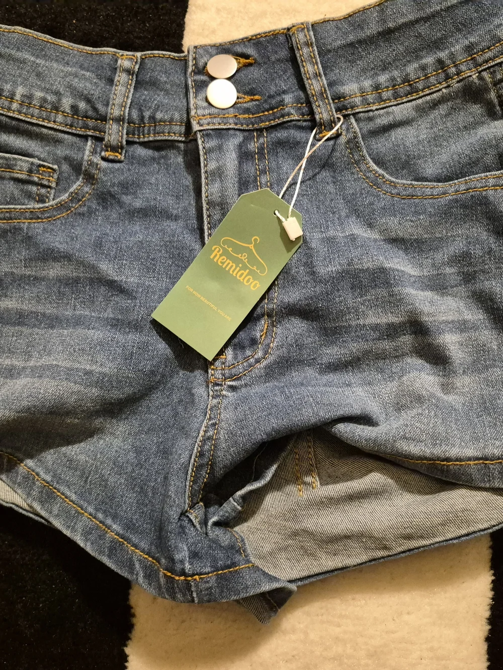Button-Front Light Blue Denim High-Rise Women's Shorts (3 Pairs For $15)